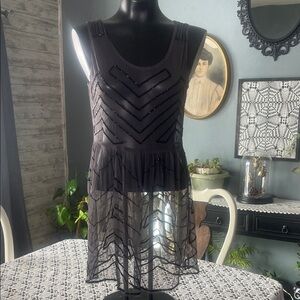 Free People Black Sheer beaded Dress